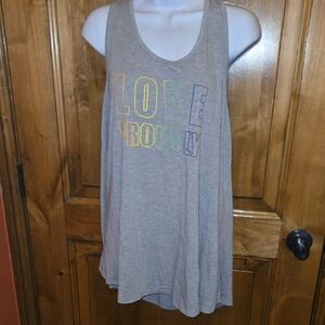 Livi Active Gray Muscle Tee Tunic with Multicolor Print